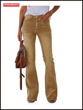 High Waisted Boyfriend Stretch Flare Bootcut Denim Jeans